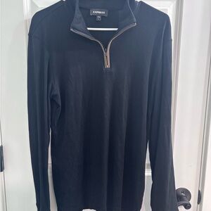 Express Black Half-Zip Pullover with Contrast Trim Size Small